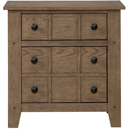 Rustic 2-Drawer Nightstand with Wood and Peg Accents