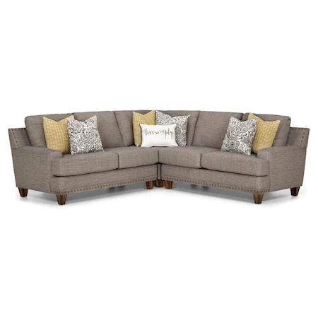 Transitional 3-Piece Sectional Sofa with Nail-Head Trim