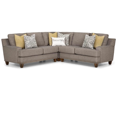 Transitional 3-Piece Sectional Sofa with Nail-Head Trim