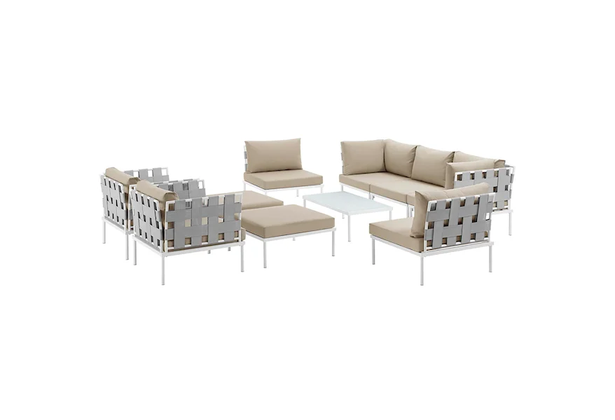 Harmony Outdoor 10 Piece Sectional Sofa Set by Modway at Value City Furniture