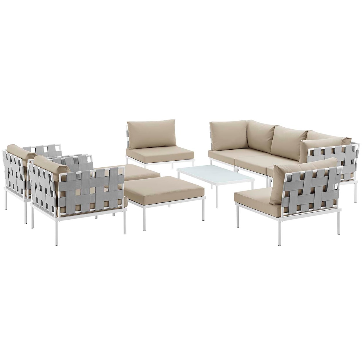 Modway Harmony Outdoor 10 Piece Sectional Sofa Set