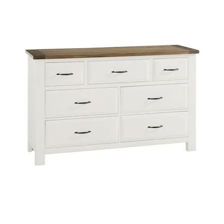 Relaxed Vintage 7-Drawer Triple Dresser with Soft Close Drawers