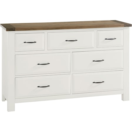 Relaxed Vintage 7-Drawer Triple Dresser with Soft Close Drawers