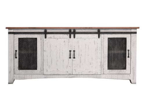 Rustic 80" TV Stand with Mesh Panel Doors