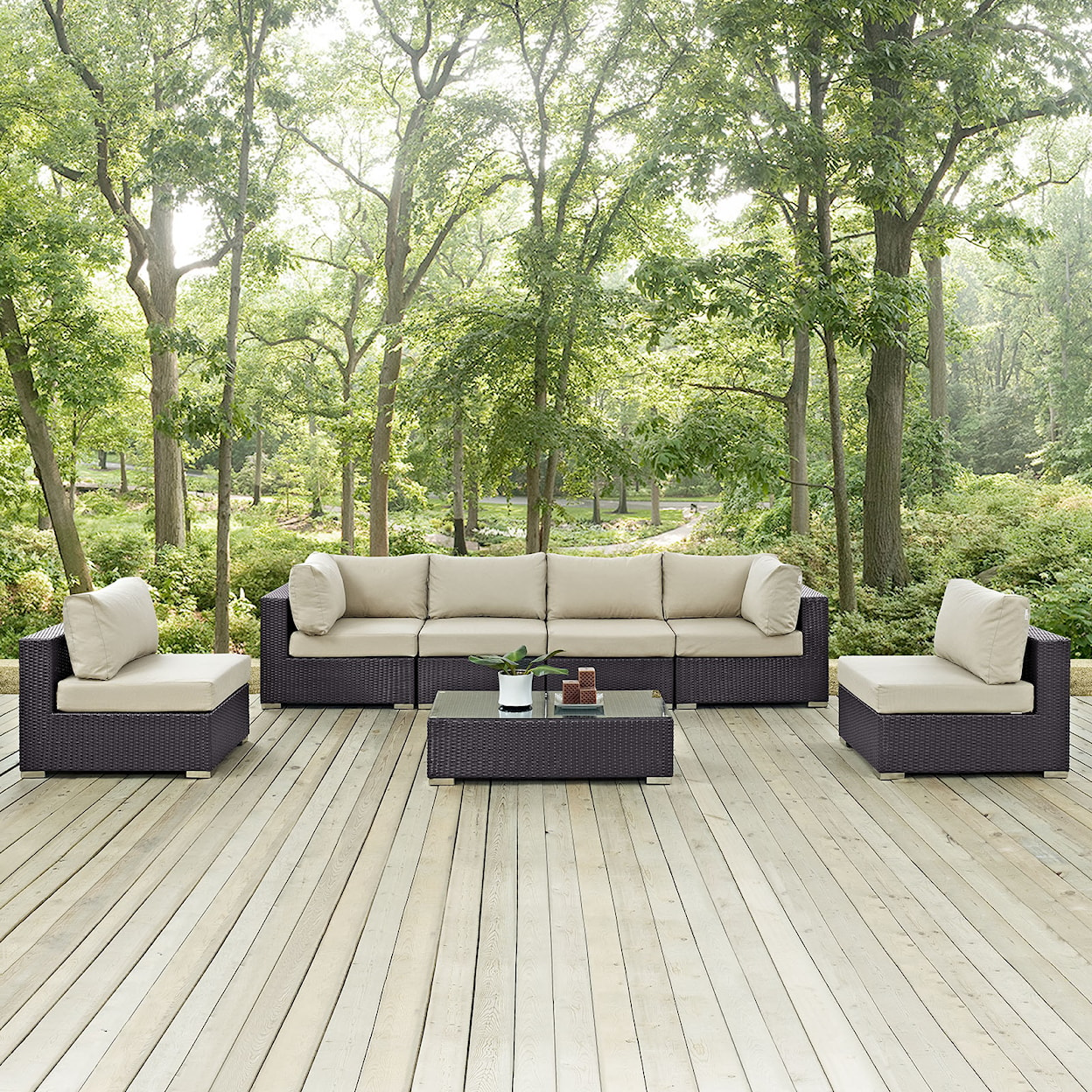 Modway Convene Outdoor 7 Piece Sectional Set