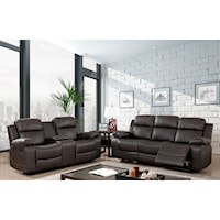 Transitional Reclining Sofa and Loveseat Set with Cupholders