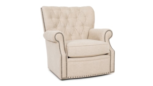 Traditional Swivel Chair with Button-Tufted Back