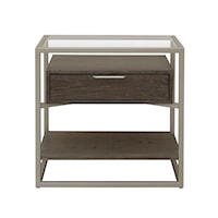 Transitional Accent Nightstand with Glass Top