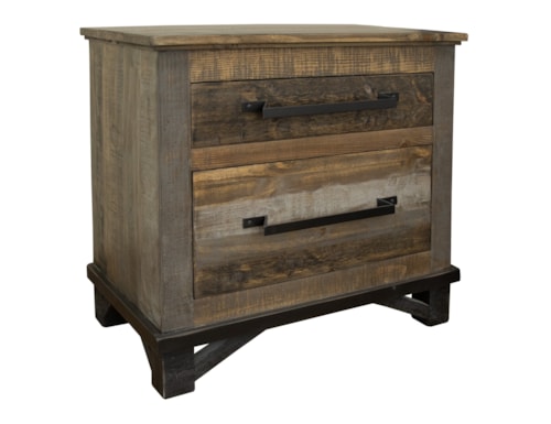Rustic 2-Drawer Nightstand with Microfiber-Lined Top Drawer