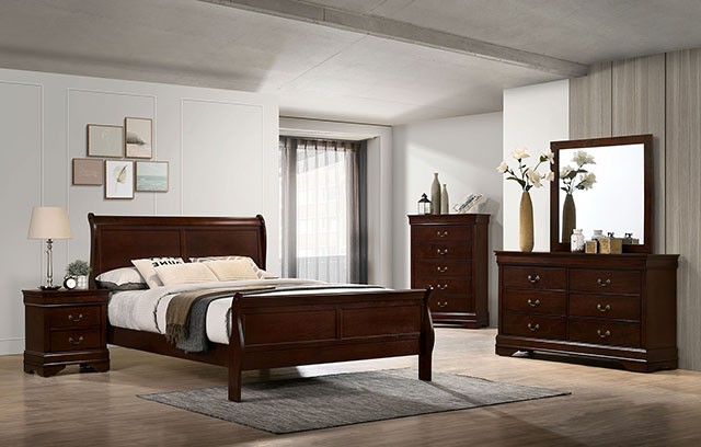 Furniture of America Louis Philippe Full Bed, Cherry