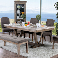 Rustic Rectangular Dining Table with Marble Top