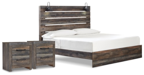 King Panel Bed And 2 Nightstands