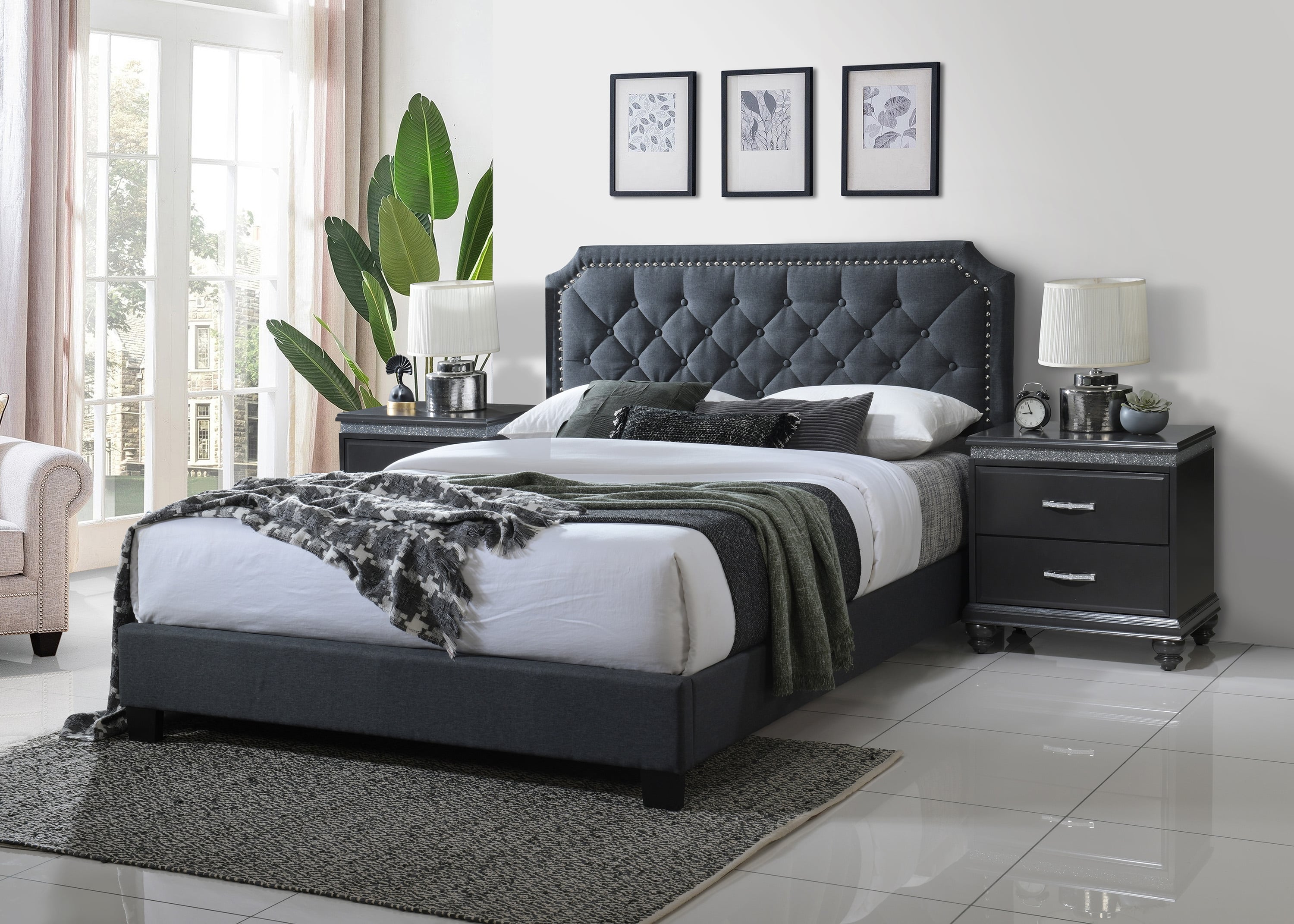 Glam on sale upholstered bed