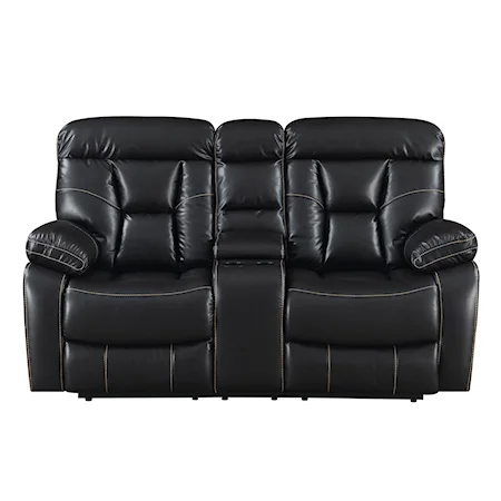 Transitional Manual Reclining Console Loveseat with Cup Holders  
