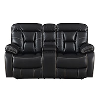 Transitional Manual Reclining Console Loveseat with Cup Holders