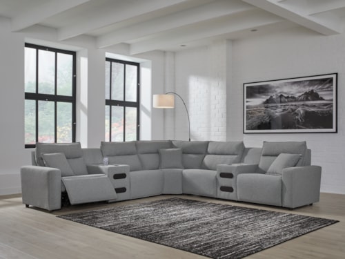 7-piece Power Reclining Sectional With Audio Consoles