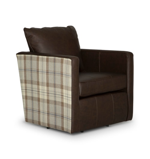 Transitional Swivel Glider Chair with Tuxedo Arms
