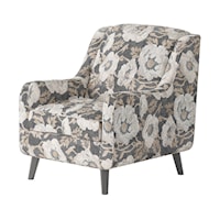 Mid-Century Modern Accent Chair in Oversized Floral Fabric