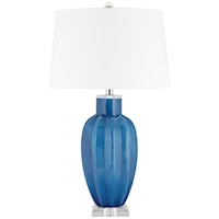 Table Lamp-28.5" Blue Glass with Crystal Base