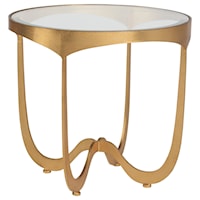 Sophie Contemporary Round Metal End Table with Glass Top
