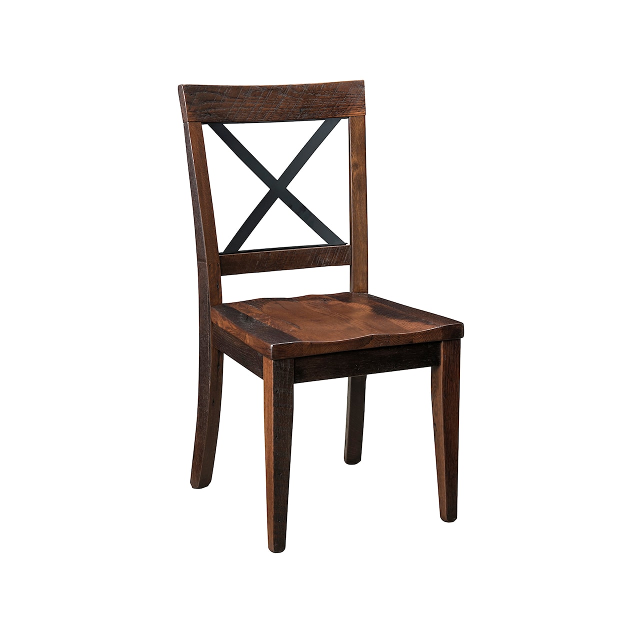 Urban Barnwood Furniture Bordon Amish Made Side Chair with Metal X Back