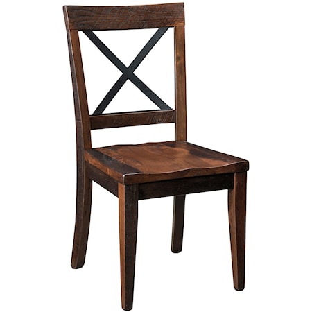 Amish Made Side Chair with Metal X Back