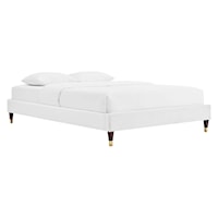 King Performance Velvet Platform Bed Frame