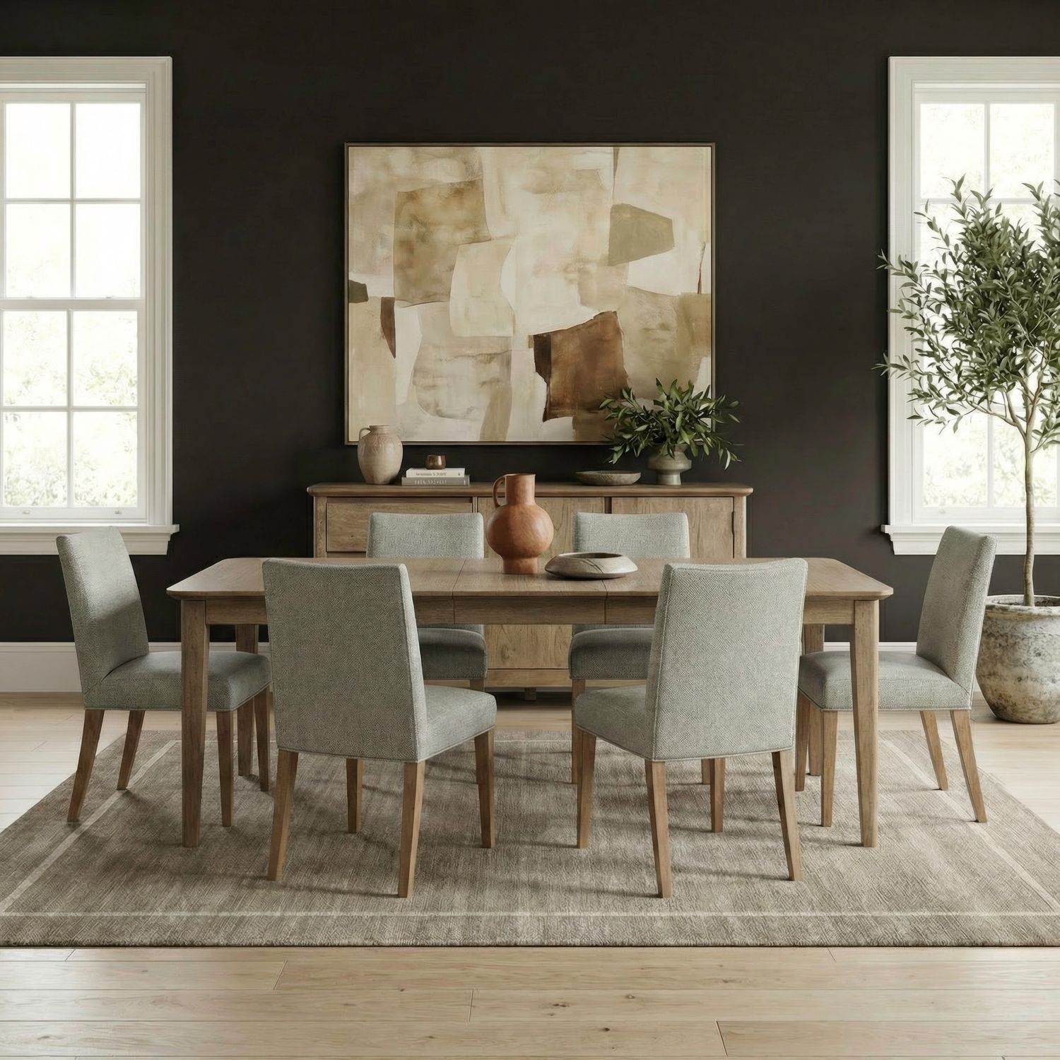 7-pc. Rect. Dining Set w/Uph. Side Chairs
