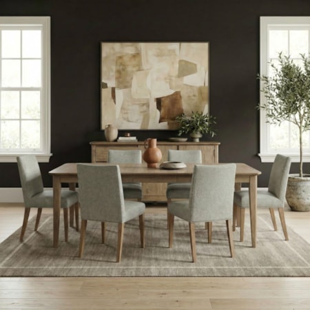 7-pc. Rect. Dining Set w/Uph. Side Chairs