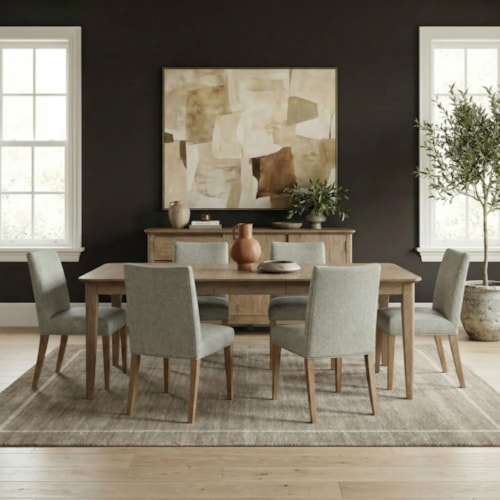 Contemporary 7-pc. Rectangular Dining Set with Upholstered Side Chairs
