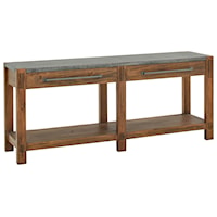 Rustic 2-Drawer Sofa Table with Open Shelf