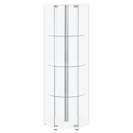 4-shelf Hexagonal Glass Curio Cabinet