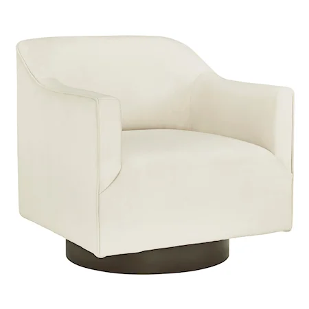 Faux Suede Swivel Accent Chair in Chalk White