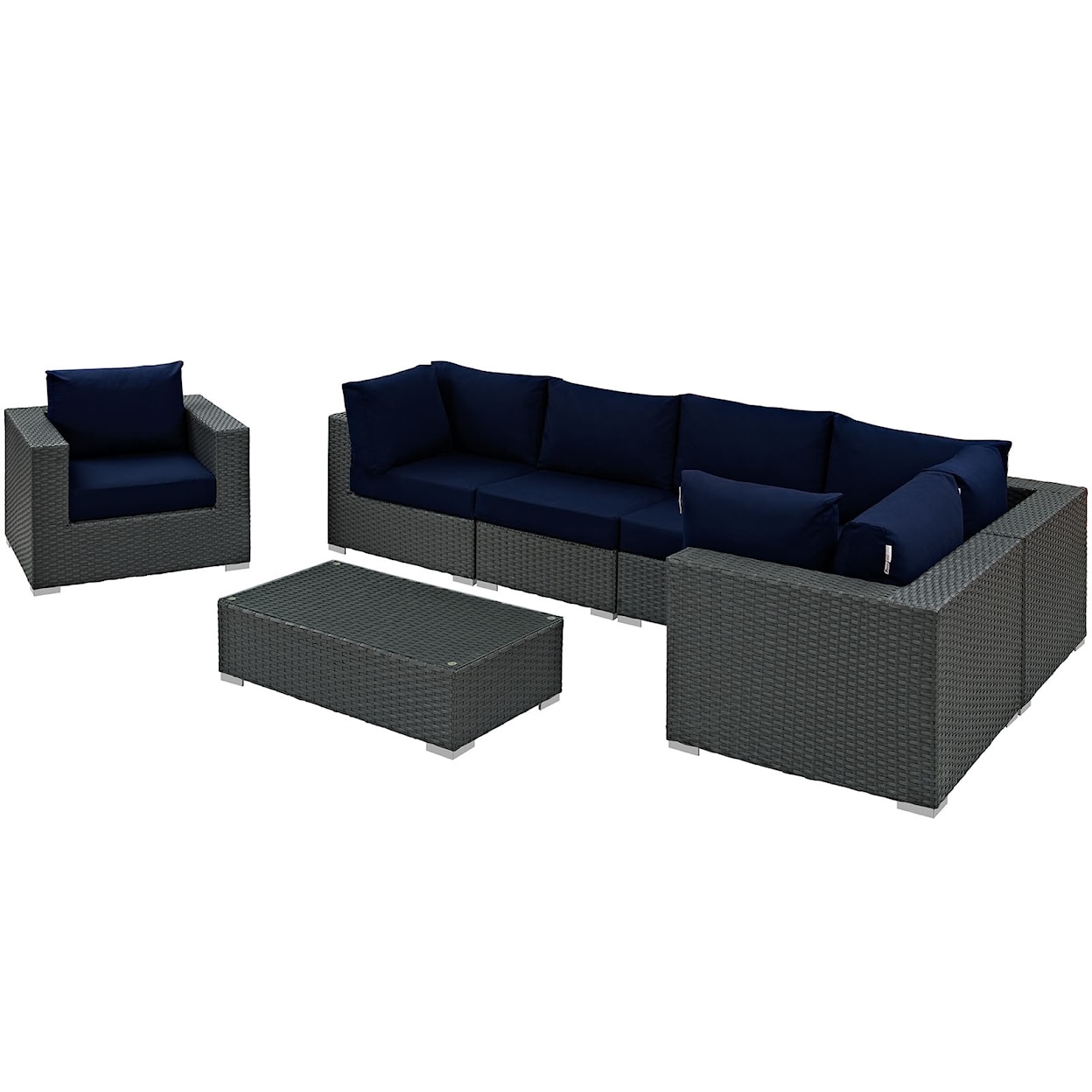 Modway Sojourn Outdoor 7 Piece Sectional Set