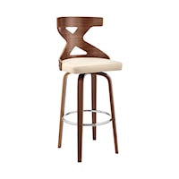 30" Swivel Upholstered Barstool with Cross Back