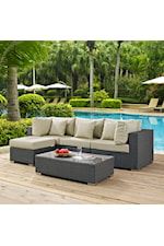 Modway Sojourn 3 Piece Outdoor Patio Sunbrella® Sectional Set - Red