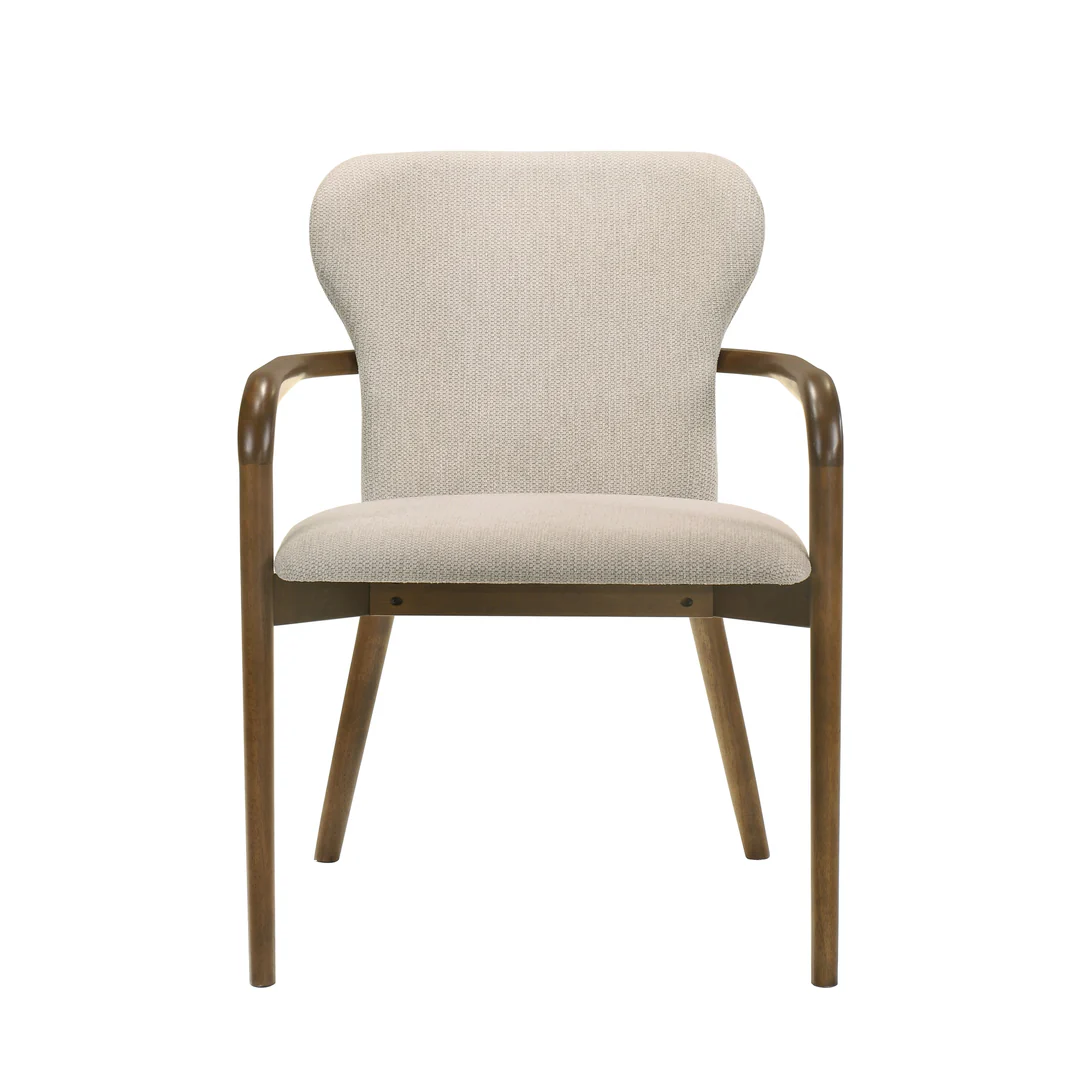 Upholstered Exposed-Wood Dining Arm Chair