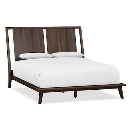Transitional Queen Platform Bed with High Headboard