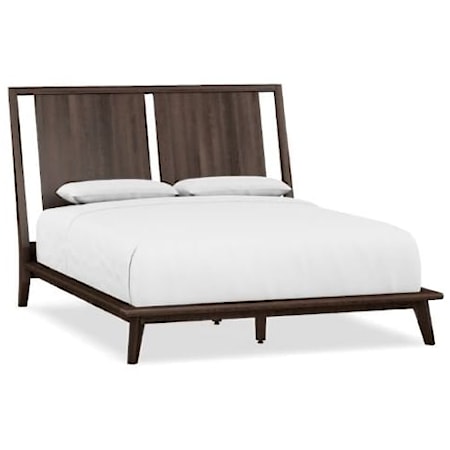 Transitional Queen Platform Bed with High Headboard