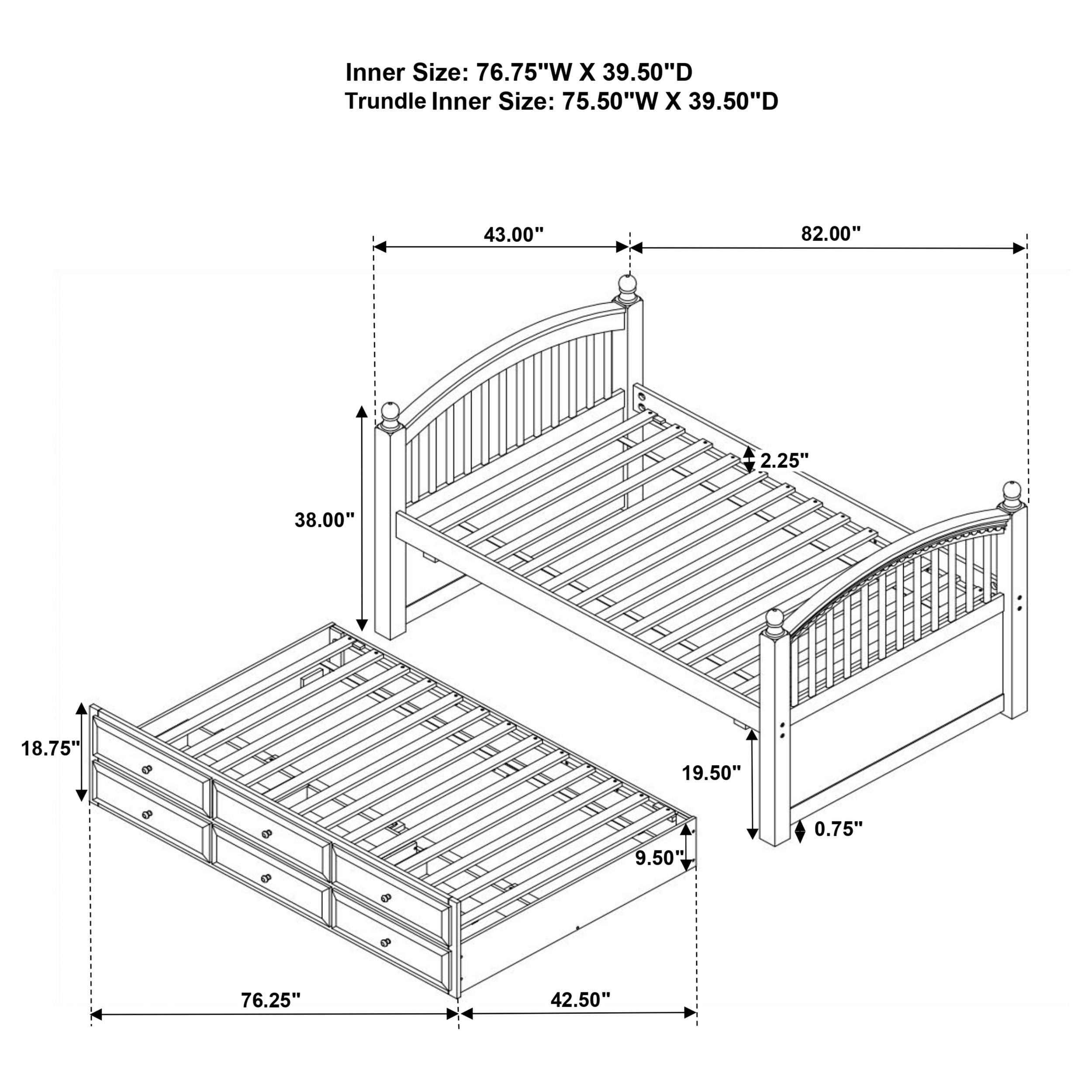 3-drawer Twin Bed w/ Captains Trundle