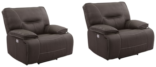 Casual Wall Hugger Power Recliner with Power Headrest (Set of 2)
