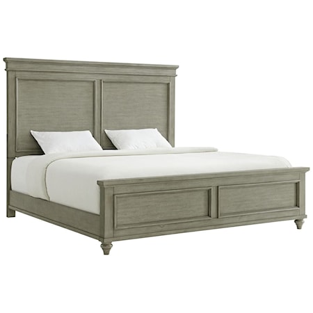 Transitional King Panel Bed in Grey
