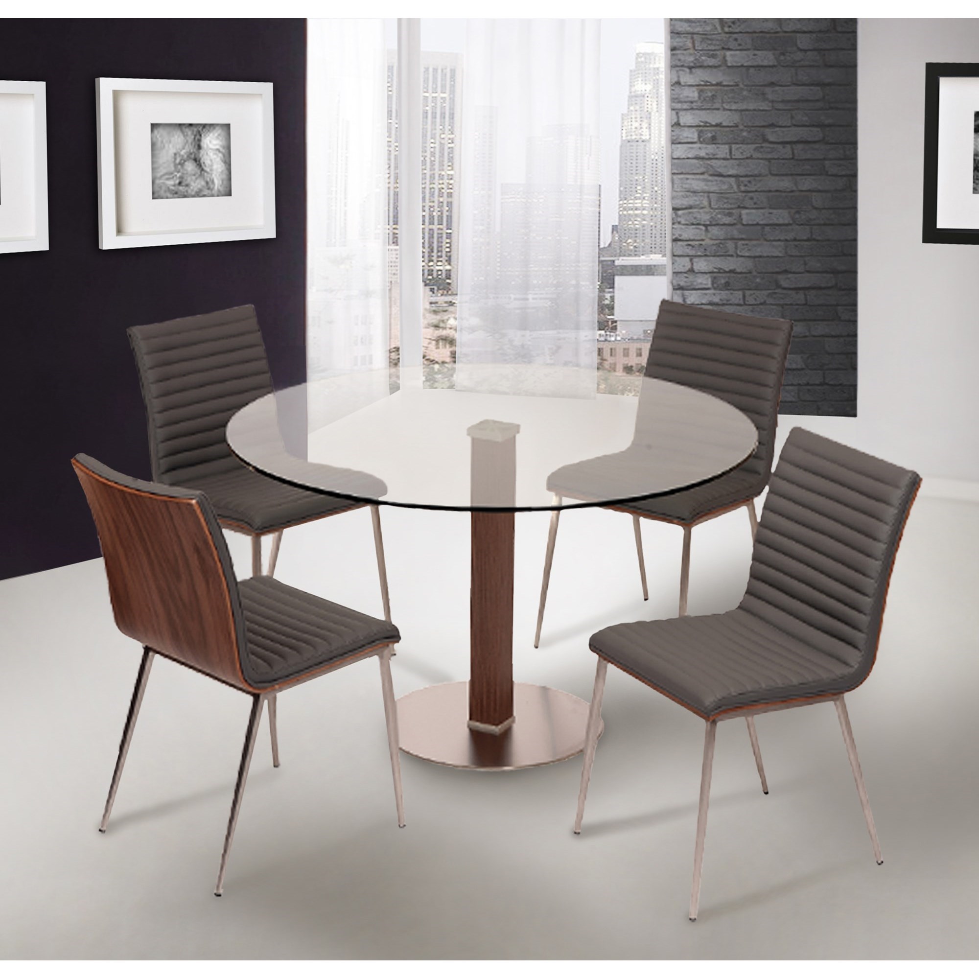 Armen Living Cafe Faux Leather Dining Chair