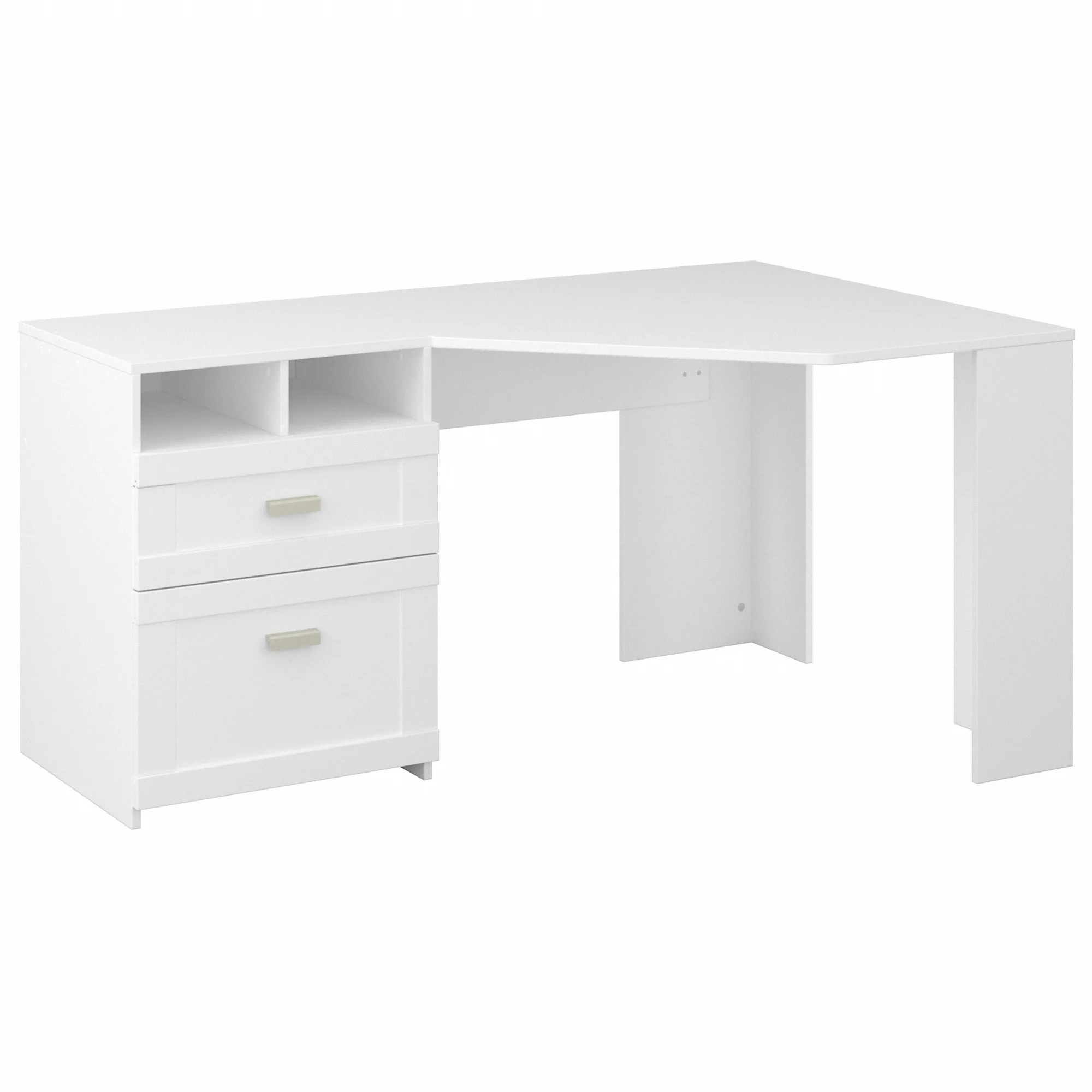 Wheaton 60 W Reversible Corner Computer Desk with Storage in Pure