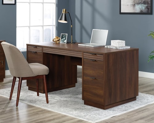 Contemporary Englewood 6-Drawer Executive Desk with Drop-Front Drawer