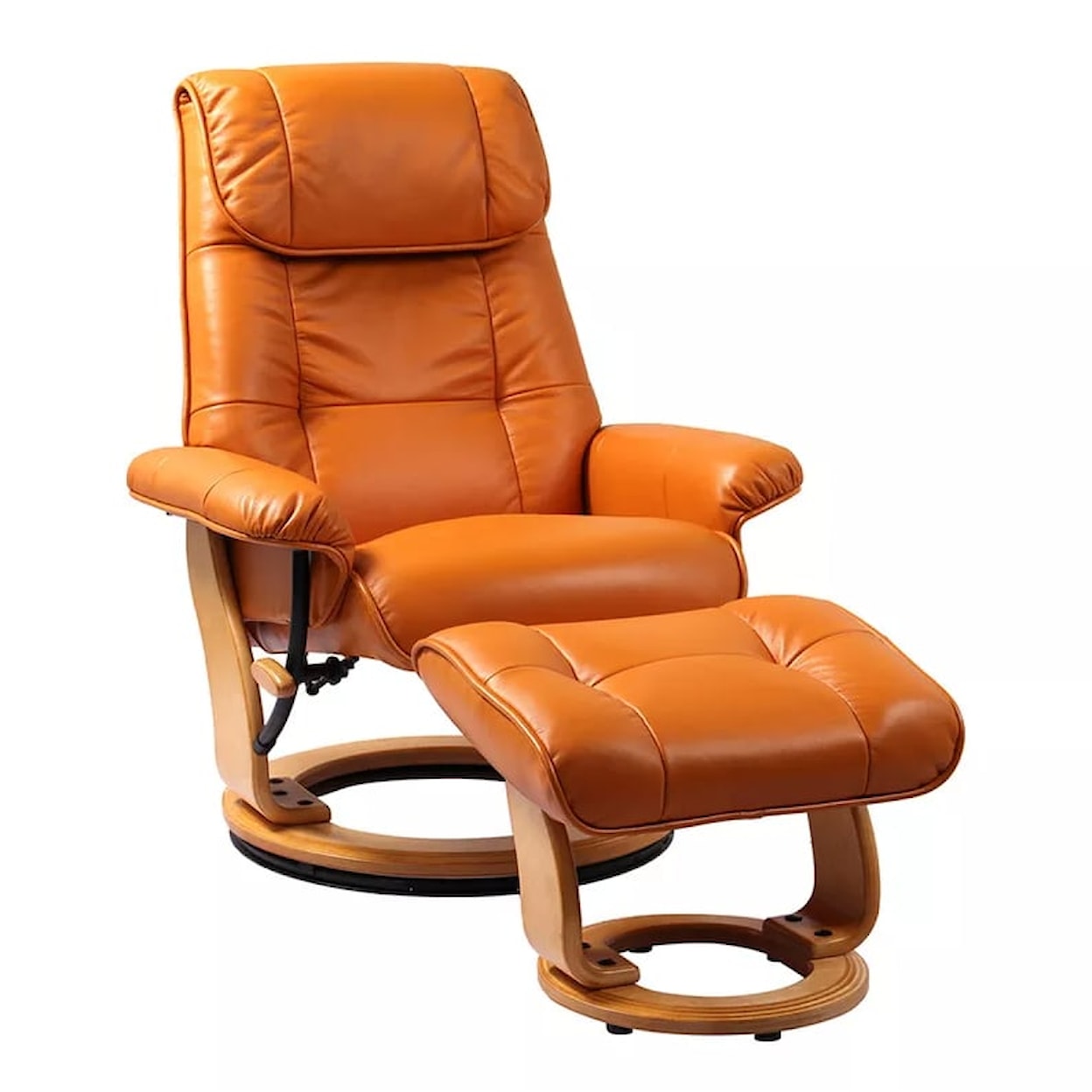 Benchmaster Ventura II Reclining Chair and Ottoman w/ Natural Wood