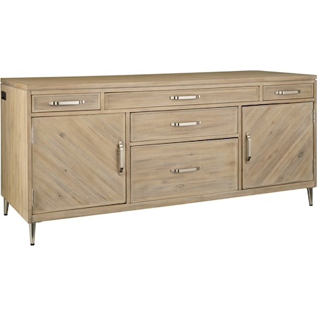 Transitional Credenza Desk with USB Outlets