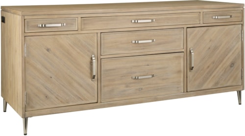 Transitional Credenza Desk with USB Outlets