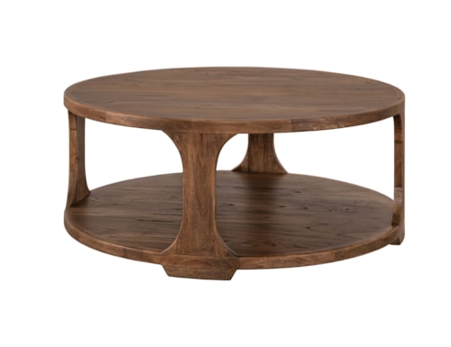 Modern Rustic Round Cocktail Table with Casters
