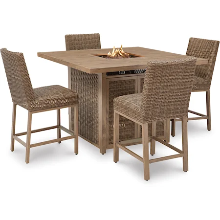 5-Piece Bar Height Fire Pit Dining Set